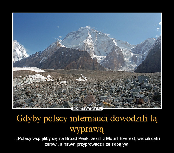 Gdyby polscy internauci dowodzili tą wyprawą – ...Polacy wspięliby się na Broad Peak, zeszli z Mount Everest, wrócili cali i zdrowi, a nawet przyprowadzili ze sobą yeti 