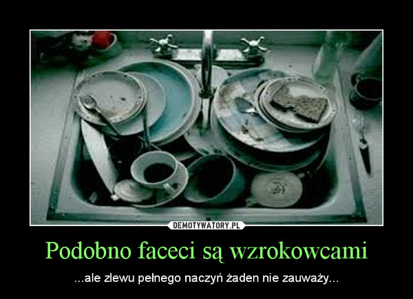 Podobno faceci są wzrokowcami – ...ale zlewu pełnego naczyń żaden nie zauważy... 