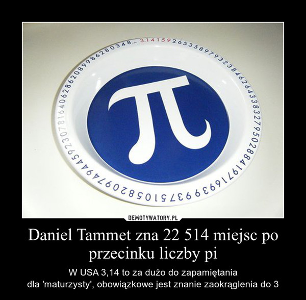 Daniel Tammet zna 22 514 miejsc po przecinku liczby pi