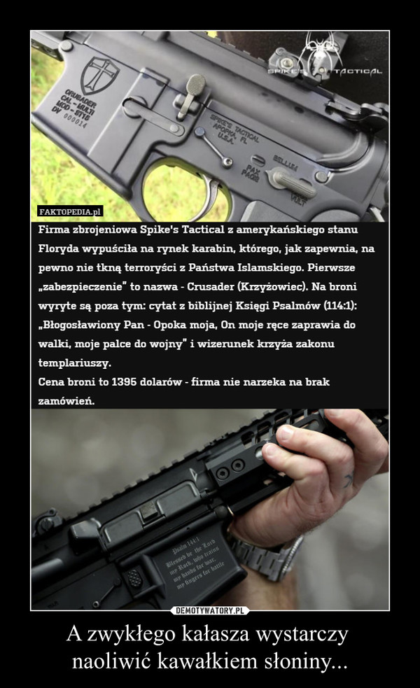 A zwykłego kałasza wystarczy naoliwić kawałkiem słoniny... –  