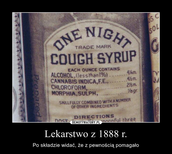 Lekarstwo z 1888 r. – Po składzie widać, że z pewnością pomagało 