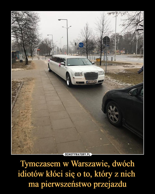 Tymczasem w Warszawie, dwóch
idiotów kłóci się o to, który z nich 
ma pierwszeństwo przejazdu