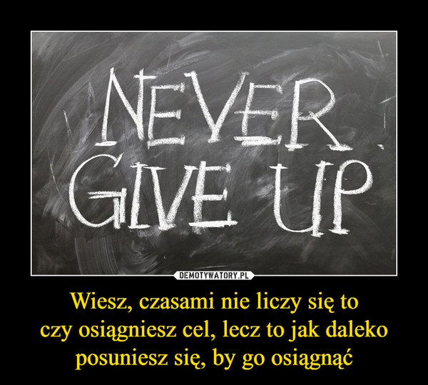 Wiesz, czasami nie liczy się toczy osiągniesz cel, lecz to jak dalekoposuniesz się, by go osiągnąć –  never give up