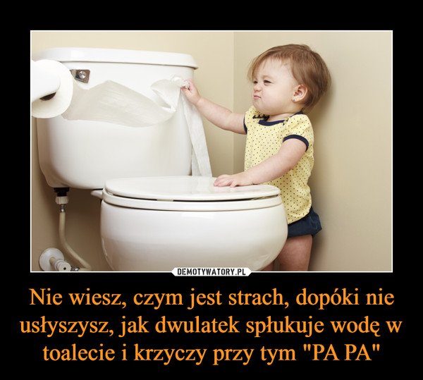 Nie wiesz, czym jest strach, dopóki nie usłyszysz, jak dwulatek spłukuje wodę w toalecie i krzyczy przy tym "PA PA" –  