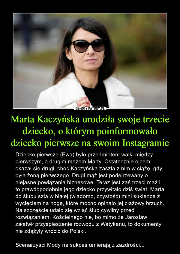 Marta Kaczyńska urodziła swoje trzecie dziecko, o którym poinformowało dziecko pierwsze na swoim Instagramie