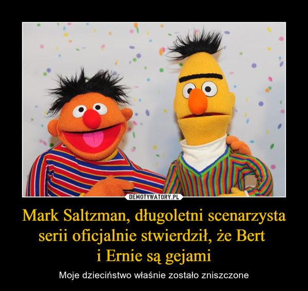 Mark Saltzman, długoletni scenarzysta serii oficjalnie stwierdził, że Bert 
i Ernie są gejami