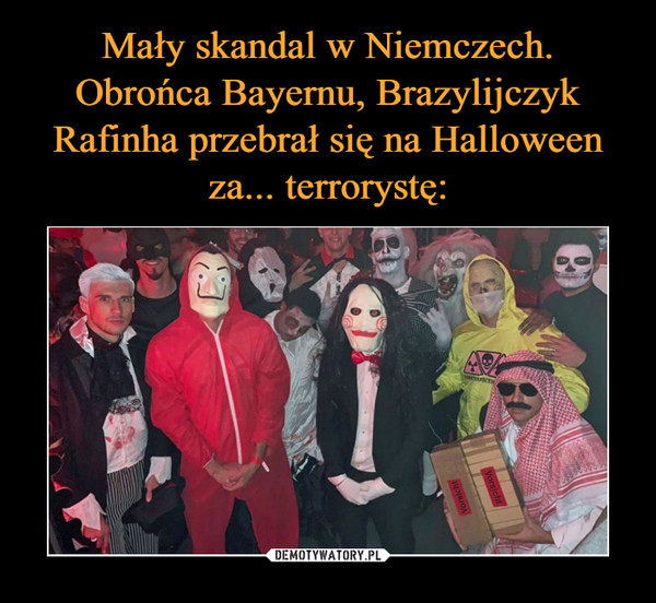 Mały skandal w Niemczech. Obrońca Bayernu, Brazylijczyk Rafinha przebrał się na Halloween za... terrorystę: