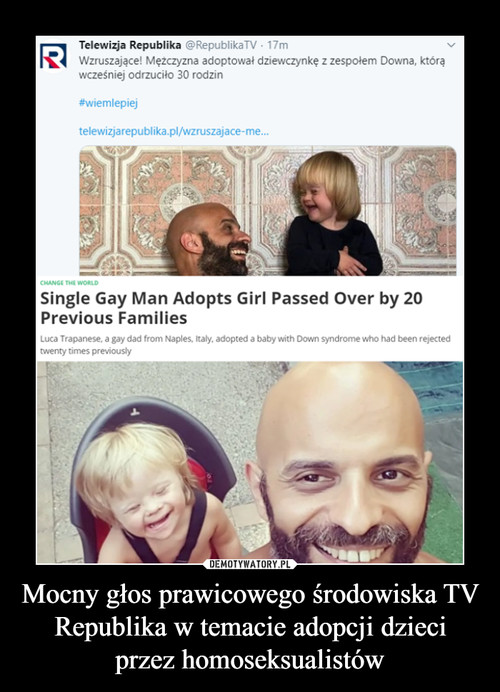Mocny głos prawicowego środowiska TV Republika w temacie adopcji dzieci przez homoseksualistów
