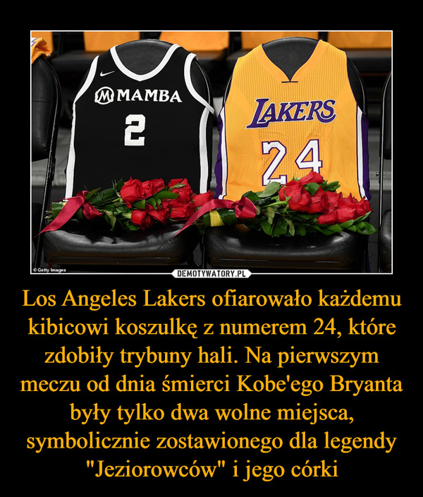 Los Angeles Lakers ofiarowało każdemu kibicowi koszulkę z numerem 24, które zdobiły trybuny hali. Na pierwszym meczu od dnia śmierci Kobe'ego Bryanta były tylko dwa wolne miejsca, symbolicznie zostawionego dla legendy "Jeziorowców" i jego córki