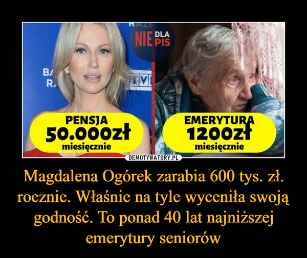 Magdalena Ogórek zarabia 600 tys. zł. rocznie. Właśnie na tyle wyceniła swoją godność. To ponad 40 lat najniższej emerytury seniorów