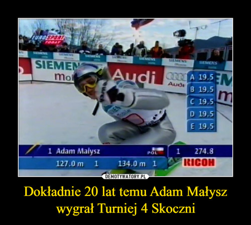 Dokładnie 20 lat temu Adam Małysz wygrał Turniej 4 Skoczni