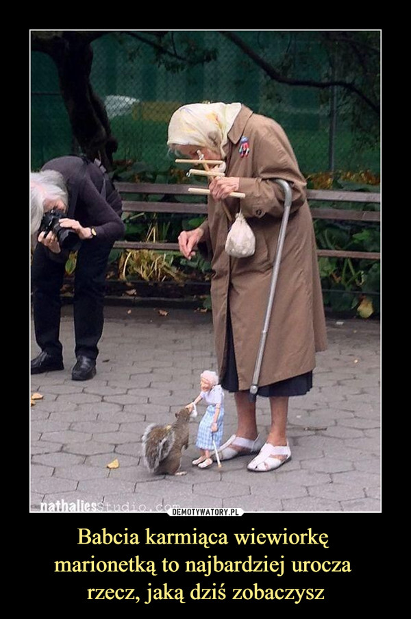 Babcia karmiąca wiewiorkę marionetką to najbardziej urocza rzecz, jaką dziś zobaczysz –  