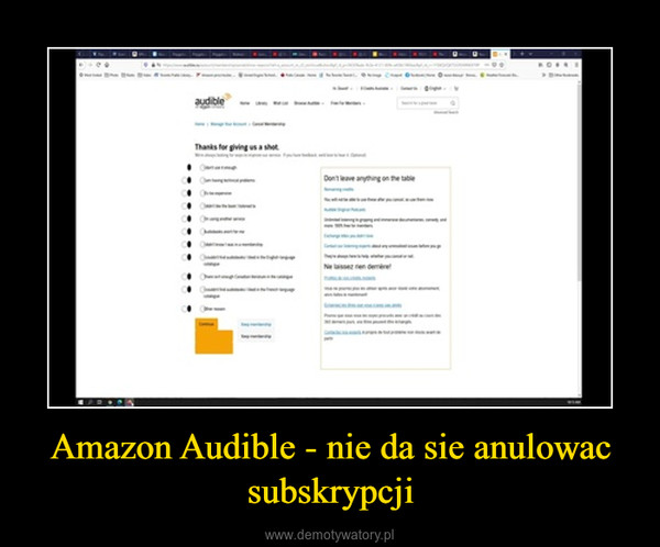 Amazon Audible - nie da sie anulowac subskrypcji –  