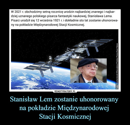 Stanisław Lem zostanie uhonorowany 
na pokładzie Międzynarodowej 
Stacji Kosmicznej