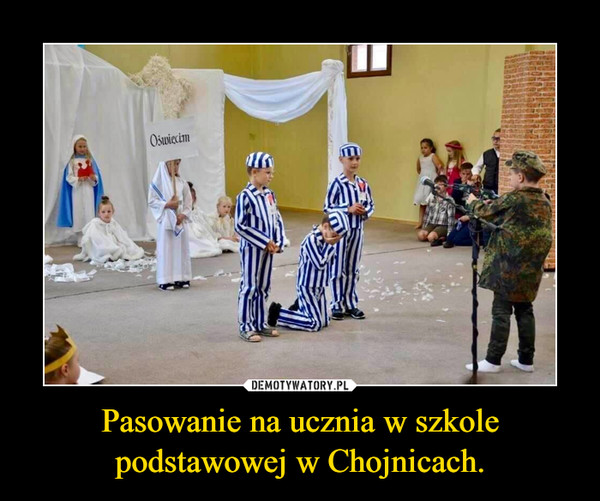 Pasowanie na ucznia w szkole podstawowej w Chojnicach.