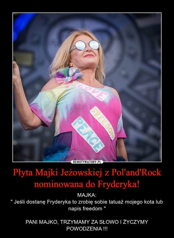 Płyta Majki Jeżowskiej z Pol'and'Rock nominowana do Fryderyka!