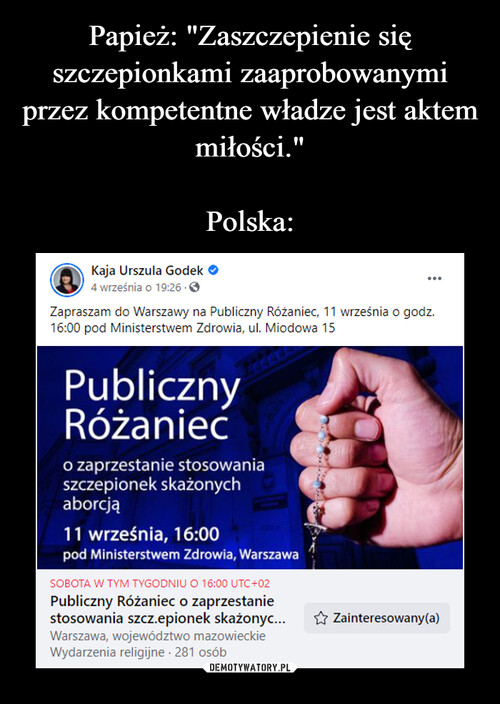Papież: "Zaszczepienie się szczepionkami zaaprobowanymi przez kompetentne władze jest aktem miłości."

Polska: