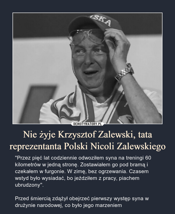 Nie żyje Krzysztof Zalewski, tata reprezentanta Polski Nicoli Zalewskiego