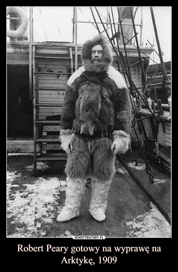 Robert Peary gotowy na wyprawę na Arktykę, 1909