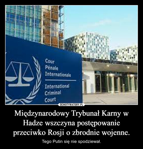 Międzynarodowy Trybunał Karny w Hadze wszczyna postępowanie przeciwko Rosji o zbrodnie wojenne.