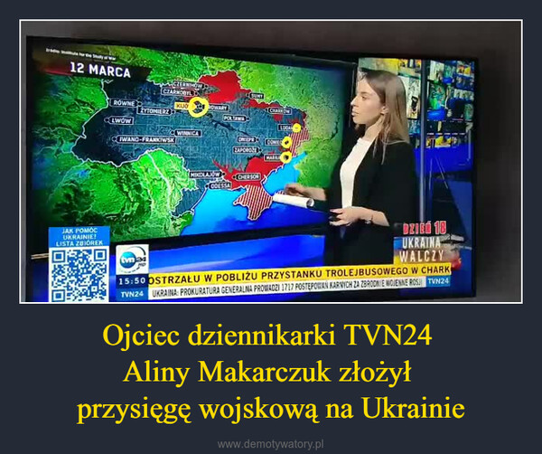 Ojciec dziennikarki TVN24 Aliny Makarczuk złożył przysięgę wojskową na Ukrainie –  