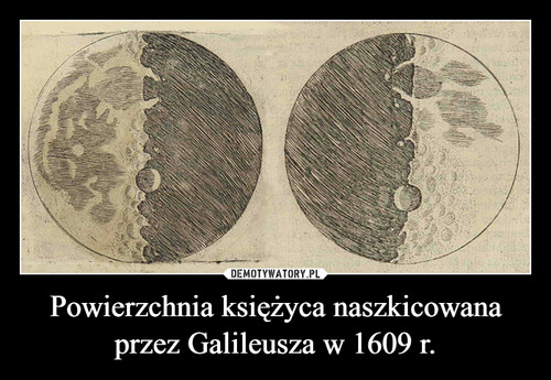 Powierzchnia księżyca naszkicowana przez Galileusza w 1609 r.