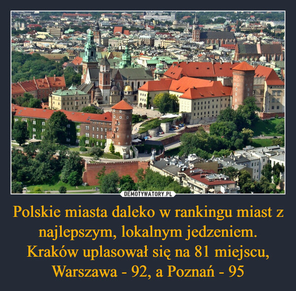 Polskie miasta daleko w rankingu miast z najlepszym, lokalnym jedzeniem. Kraków uplasował się na 81 miejscu, Warszawa - 92, a Poznań - 95 –  EEteItMEDIETEIL DEEqueILL*BADO0