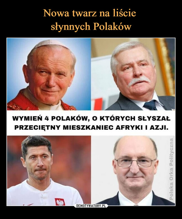 –  WYMIEŃ 4 POLAKÓW, O KTÓRYCH SŁYSZAŁPRZECIĘTNY MIESZKANIEC AFRYKI I AZJI.Polska Orka Polityczna